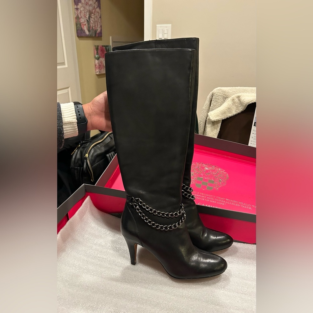 Vince Camuto Vo-Valli Black Leather Knee-High Boots - Picture 3 of 8